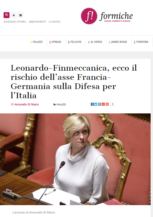 Leonardo-Finmeccanica, ecco il rischio dell’asse Francia-Germania sulla Difesa per l’Italia